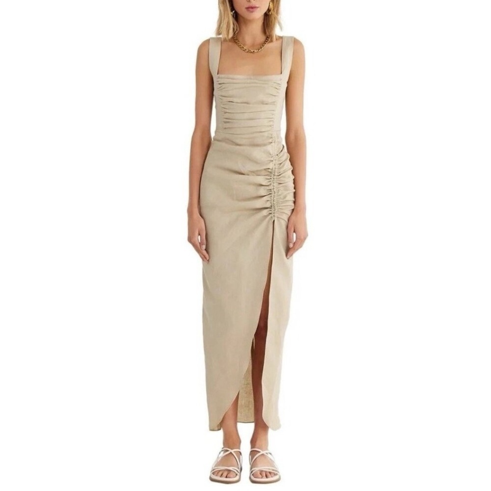 Rumer The Label Estelle Square Neck Maxi Dress Natural